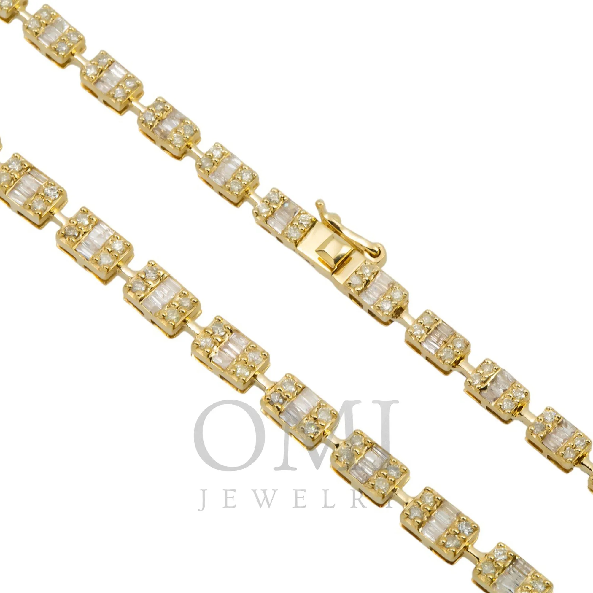 10K GOLD LADIES BAGUETTE DIAMOND CHAIN 4.61 CT