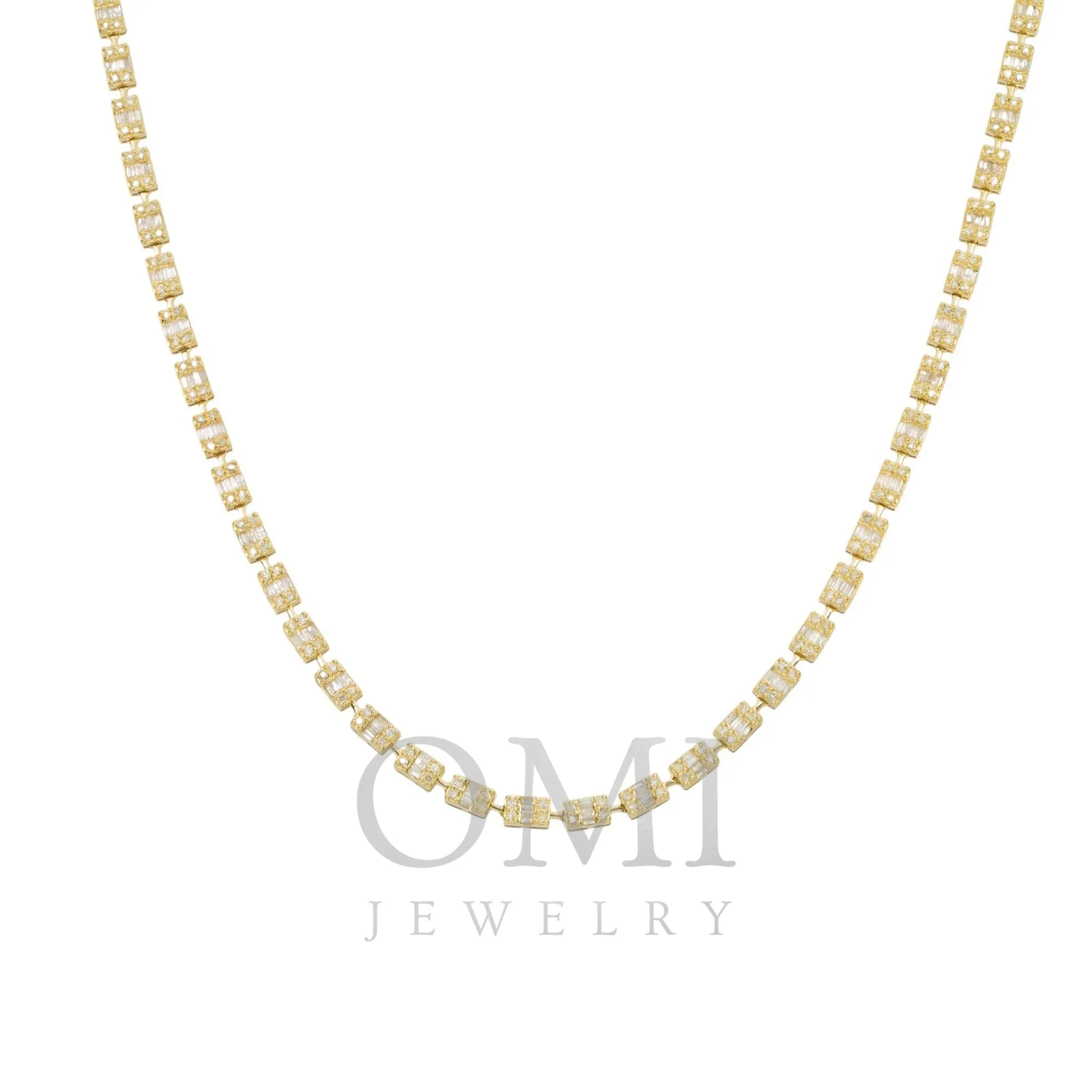 10K GOLD LADIES BAGUETTE DIAMOND CHAIN 4.61 CT