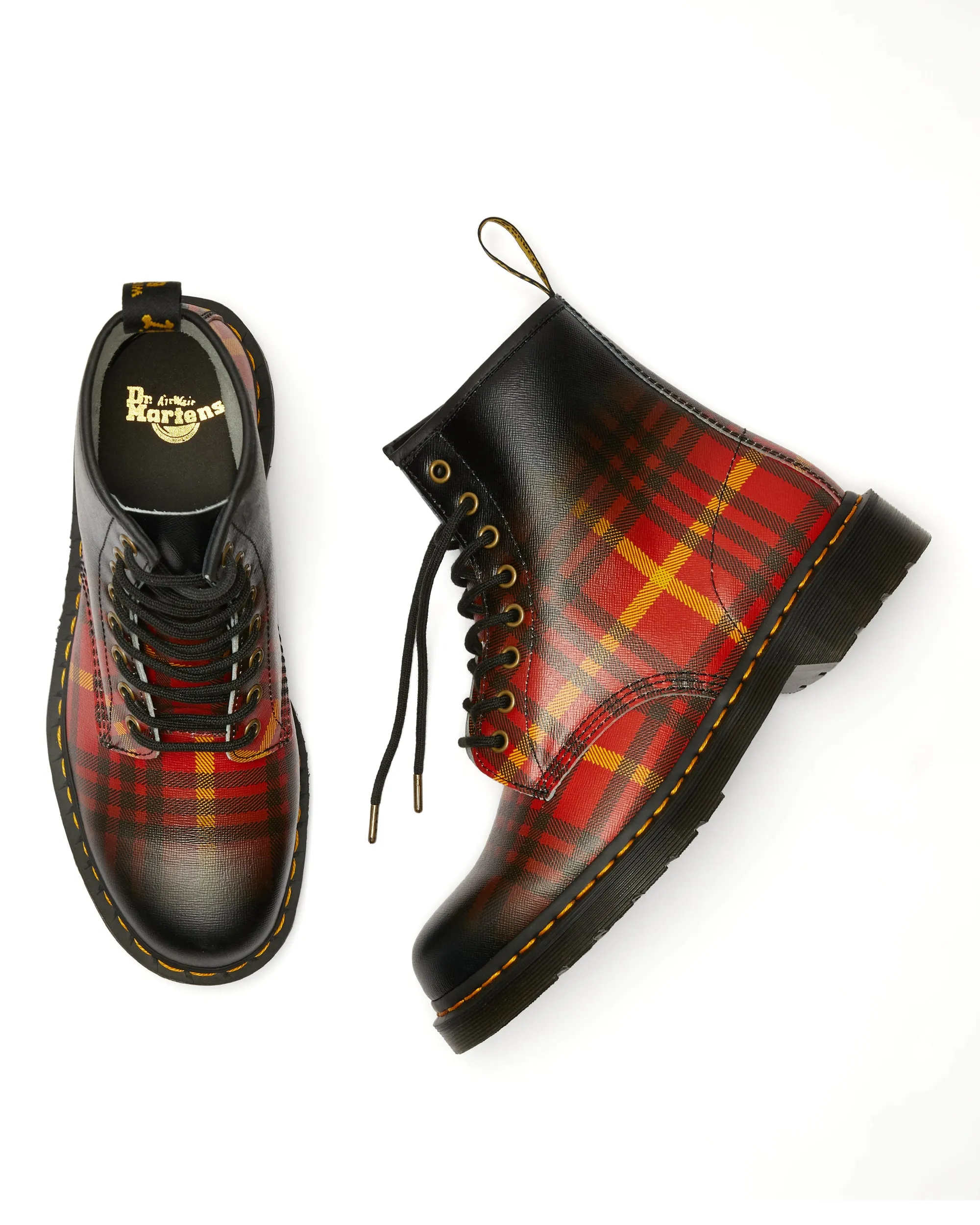 1460 Multi Black Tartan Backhand Straw Grain Boots