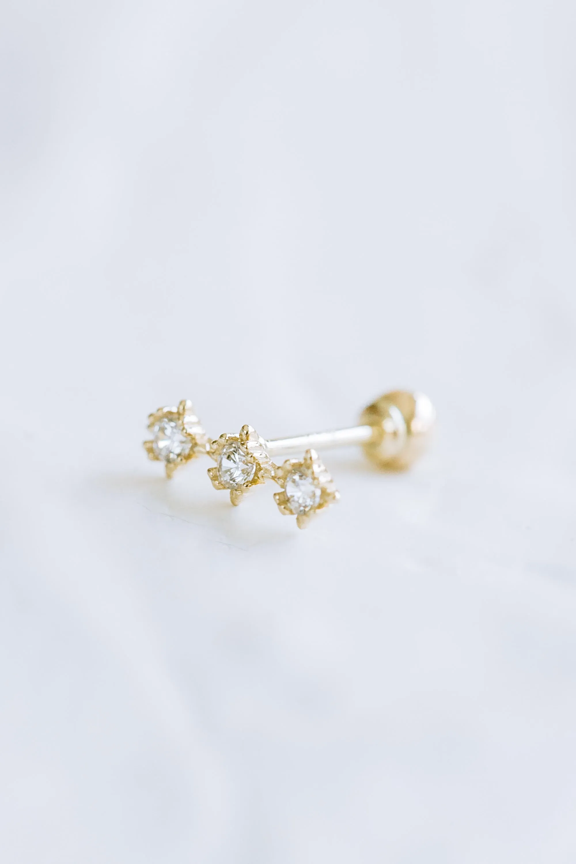 14K GOLD JEWELRY MINIMALIST DELICATE CZ CIRCLE ROUND STICK BARBELL EAR STUD EARRING PIERCING