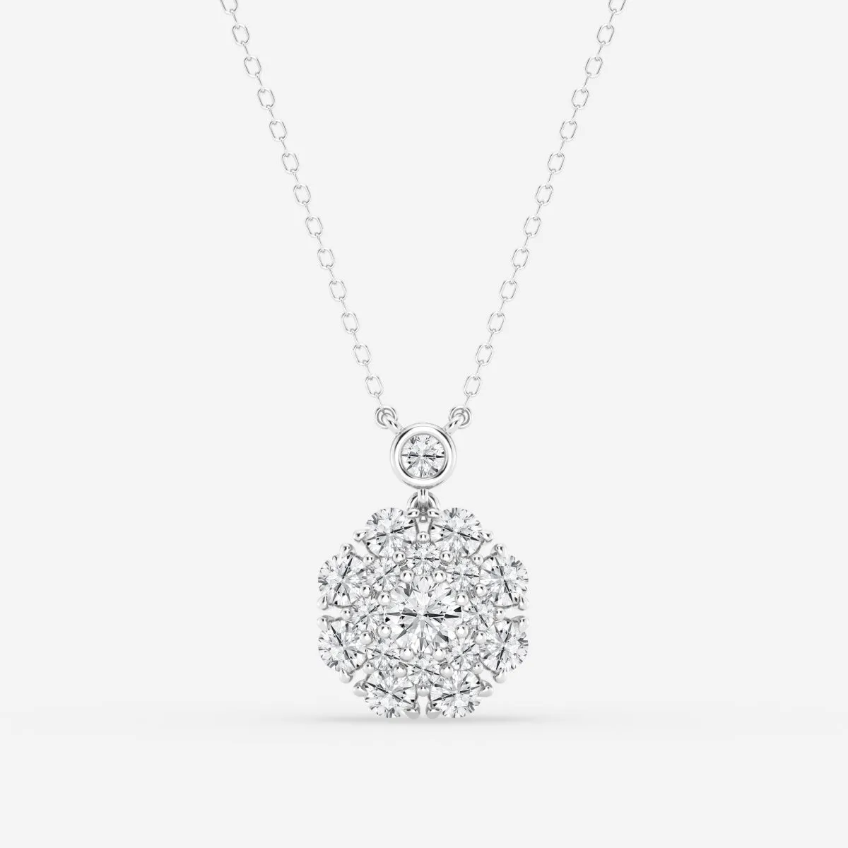 1.51 TCW Round Moissanite Diamond Vintage Multidimensional Pendant Necklace