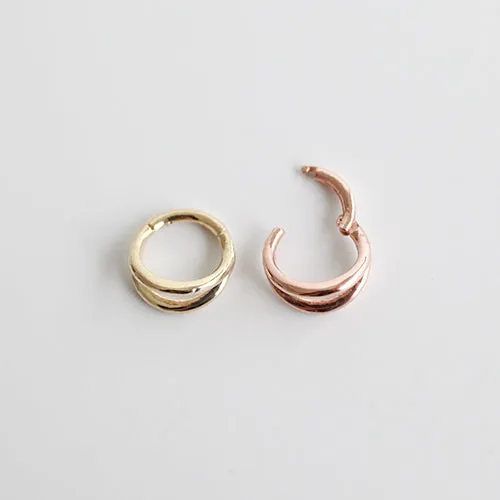 18g Lobe Cartilage Helix Hoop Clicker Ring Piercing Earring-14K Solid Gold Jewelry