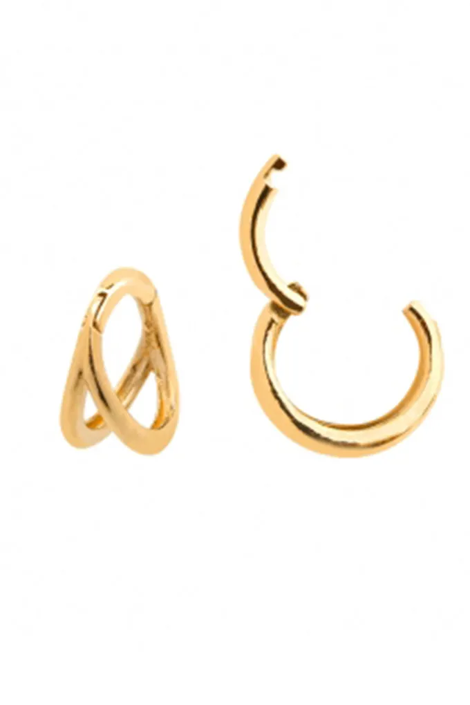 18g Lobe Cartilage Helix Hoop Clicker Ring Piercing Earring-14K Solid Gold Jewelry