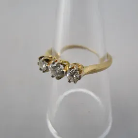 18k Yellow Gold And Diamond Trilogy Ring Vintage c1980