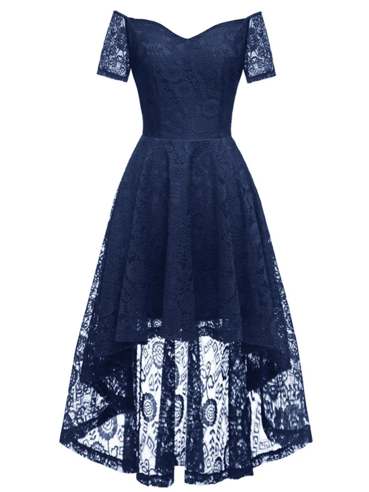 1950s Off-shoulder Floral Lace Dress