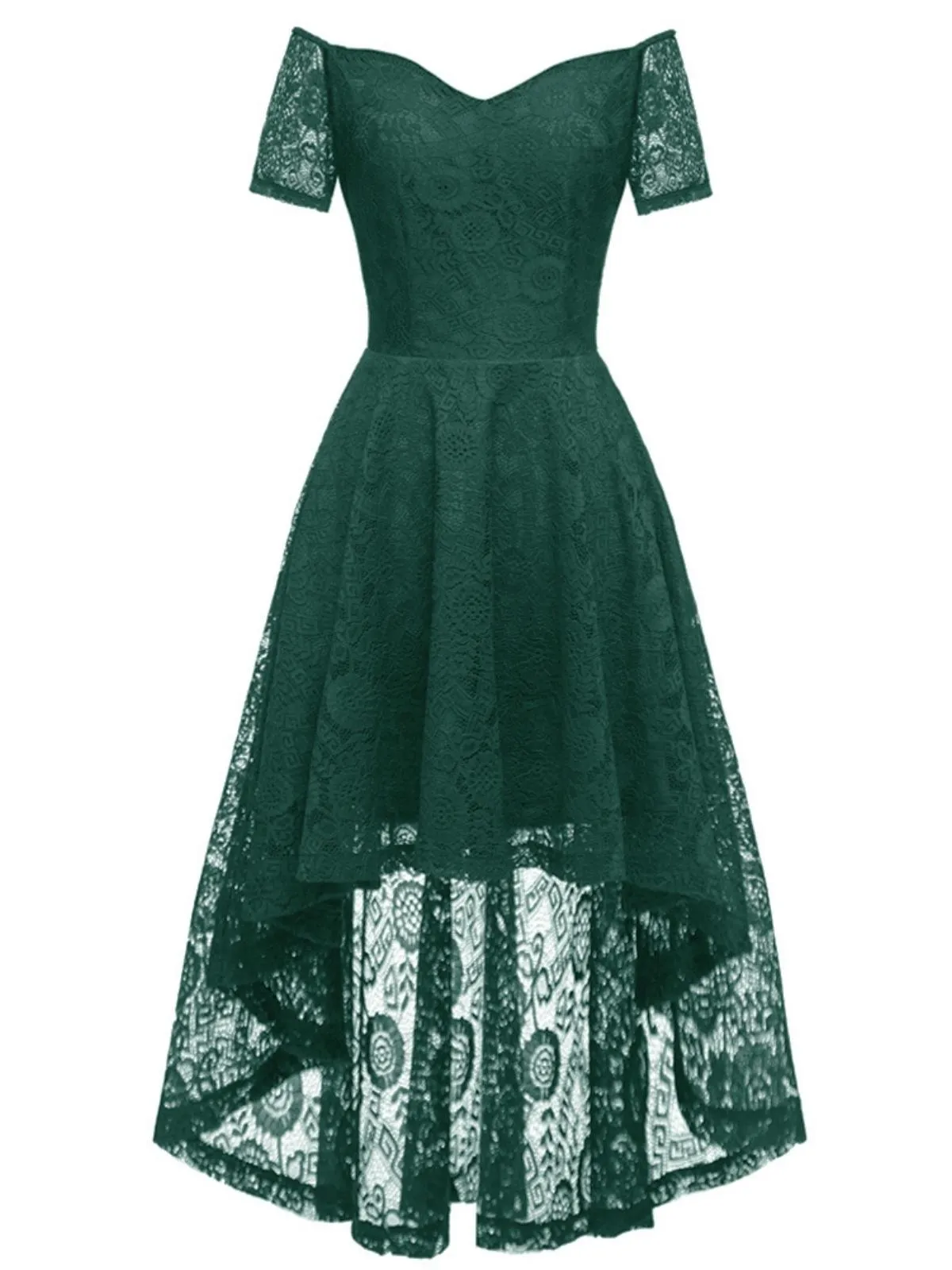 1950s Off-shoulder Floral Lace Dress