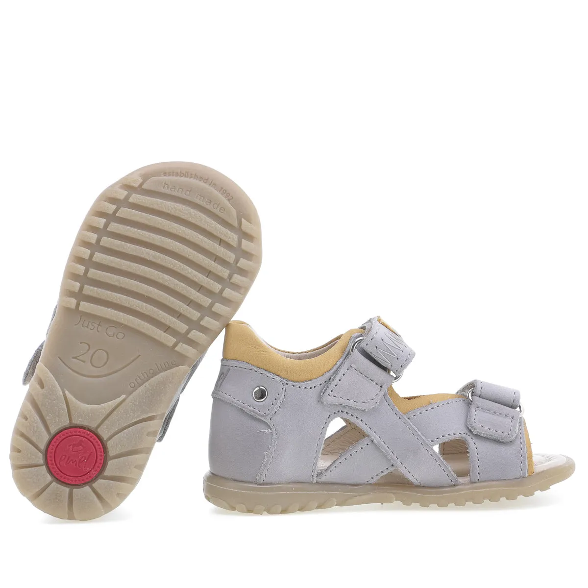 (2086-23) Emel grey velcro Sandals -