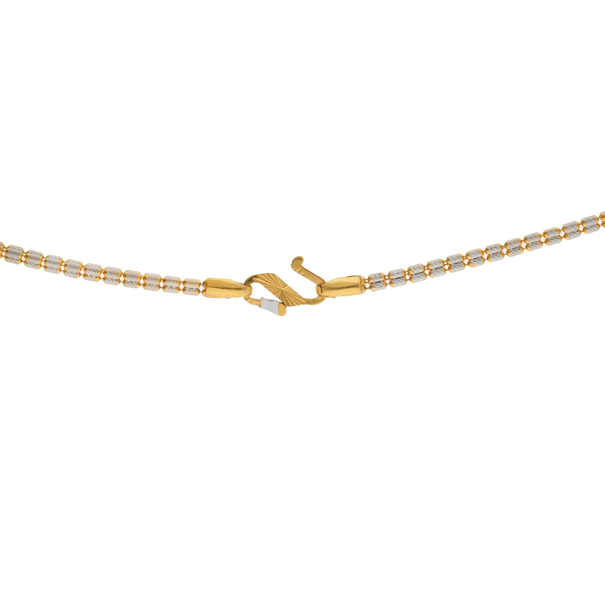 22K Multi Tone Gold Necklace W/ Multi-Strand & Pin-Pricked Gold Ball Accents