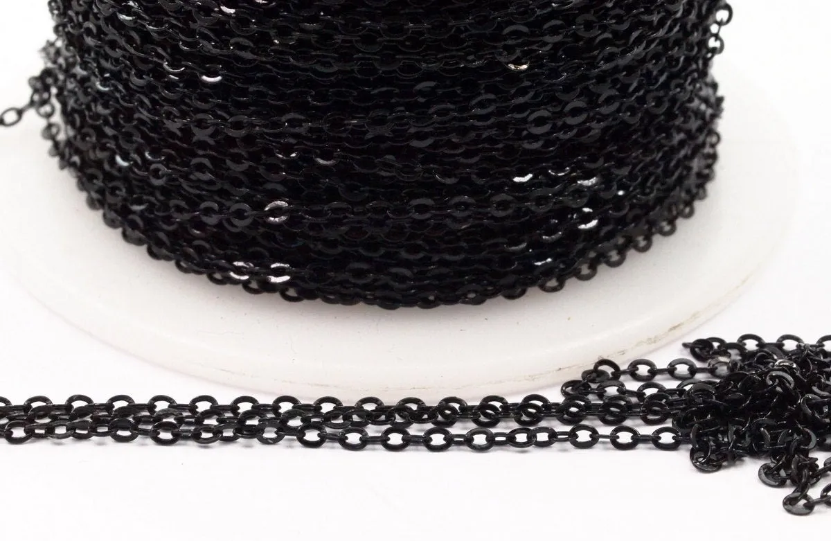 2mm Black Chain, 20 M. (1.5x2mm) Black Brass Soldered Chain - Y006 Black ( Z002 )