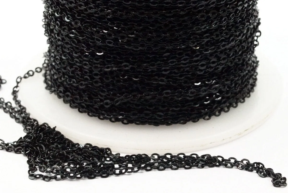 2mm Black Chain, 20 M. (1.5x2mm) Black Brass Soldered Chain - Y006 Black ( Z002 )