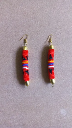 African beaded earrings, Long Beaded earrings, Yellow earrings, Elegant earrings, Beaded colorful earrings, Christmas gift for her