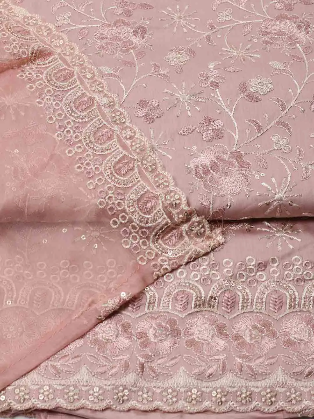 All Over Embroidery Cotton Unstitched Suit Piece With Dupatta