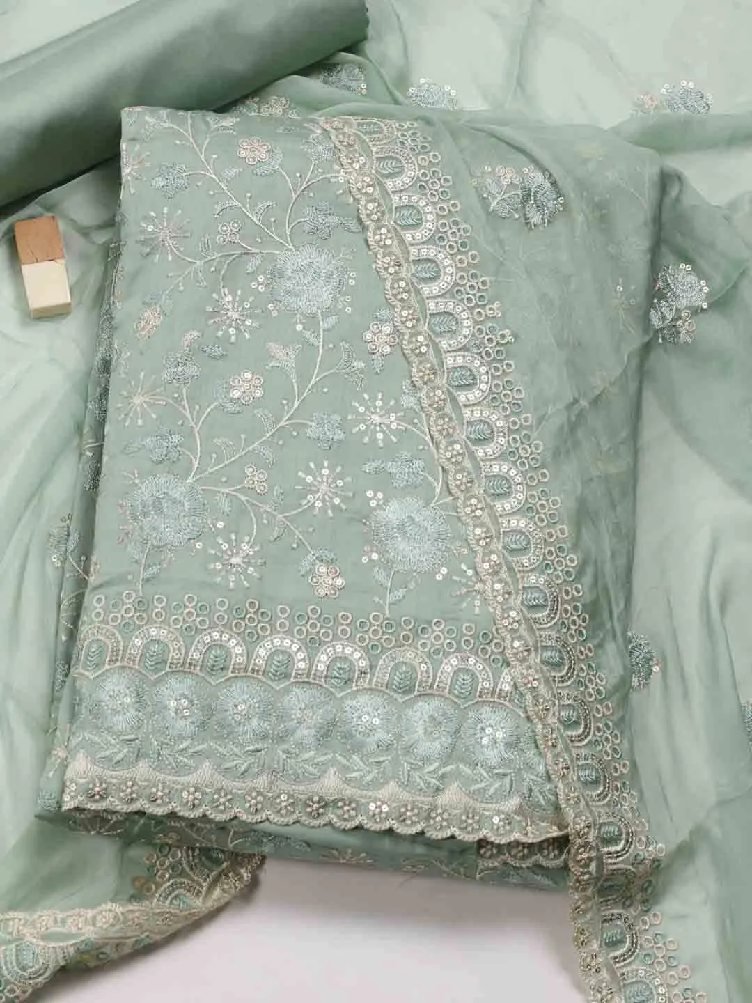 All Over Embroidery Cotton Unstitched Suit Piece With Dupatta