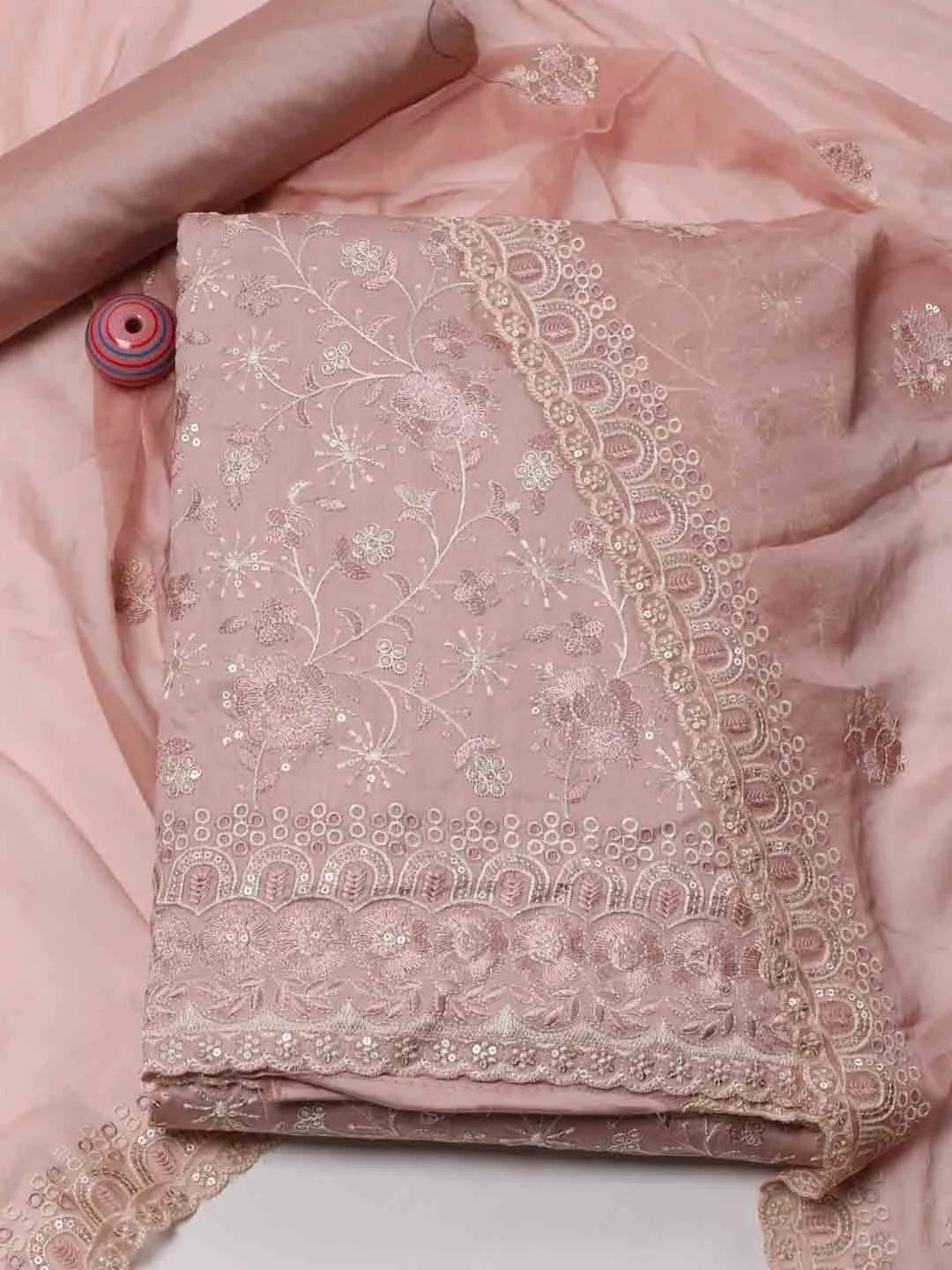 All Over Embroidery Cotton Unstitched Suit Piece With Dupatta