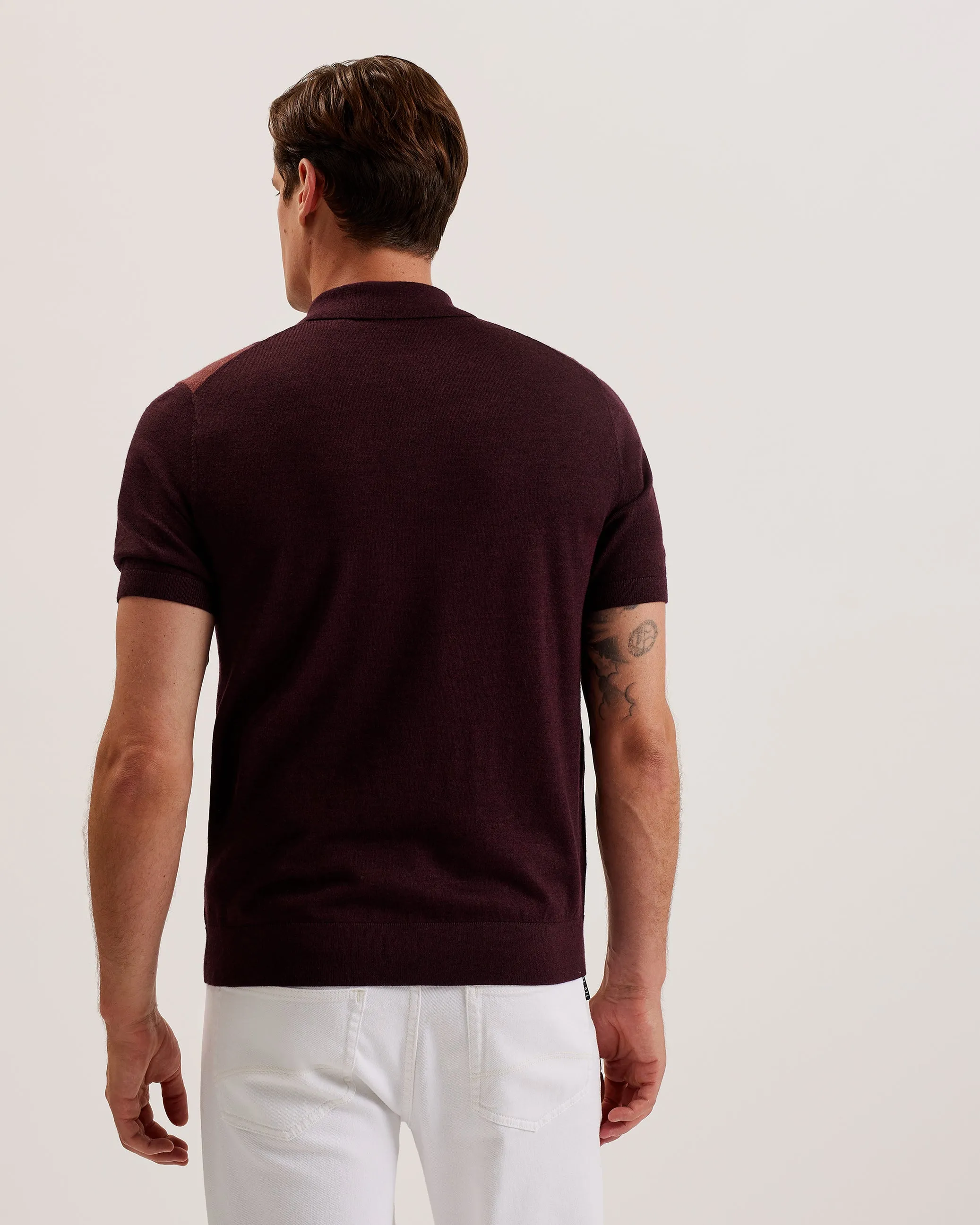 Ambler Ss T Colour Block Polo Maroon