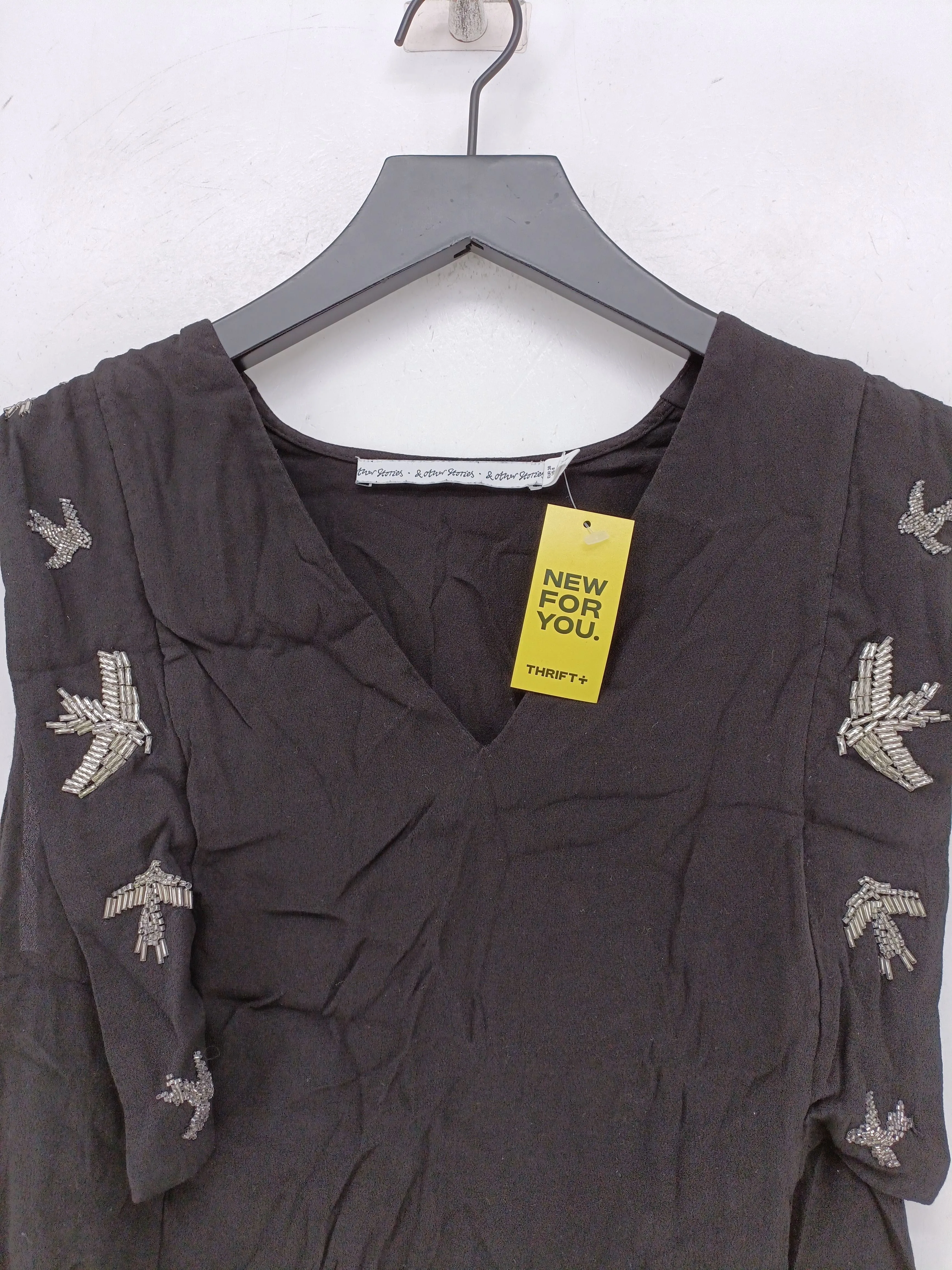 & Other Stories Women's Blouse UK 10 Black 100% Viscose