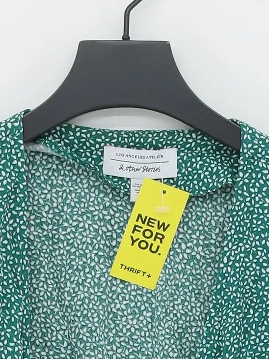 & Other Stories Women's Blouse UK 8 Green 100% Viscose