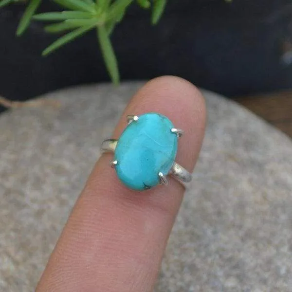 Arizona Turquoise 925 Sterling Silver Ring- Turquoise Handmade Gift Ring