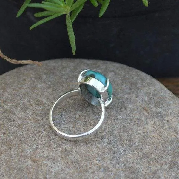 Arizona Turquoise 925 Sterling Silver Ring- Turquoise Handmade Gift Ring