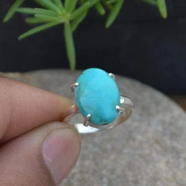 Arizona Turquoise 925 Sterling Silver Ring- Turquoise Handmade Gift Ring