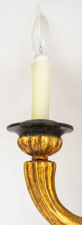 Art Deco Style Giltwood Two Light Sconces