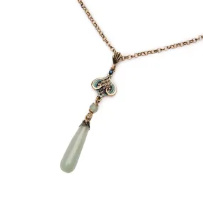 Aventurine Natural Stone Green Drop Necklace