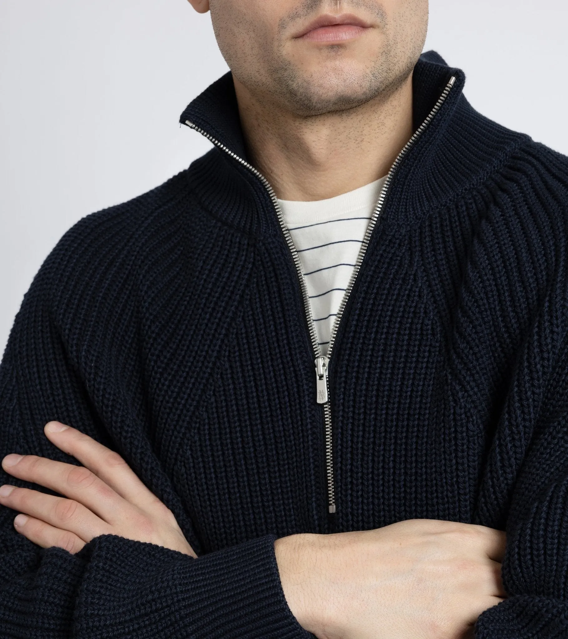 Batoner Signature Half-Zip Cotton Sweater: Dark Blue