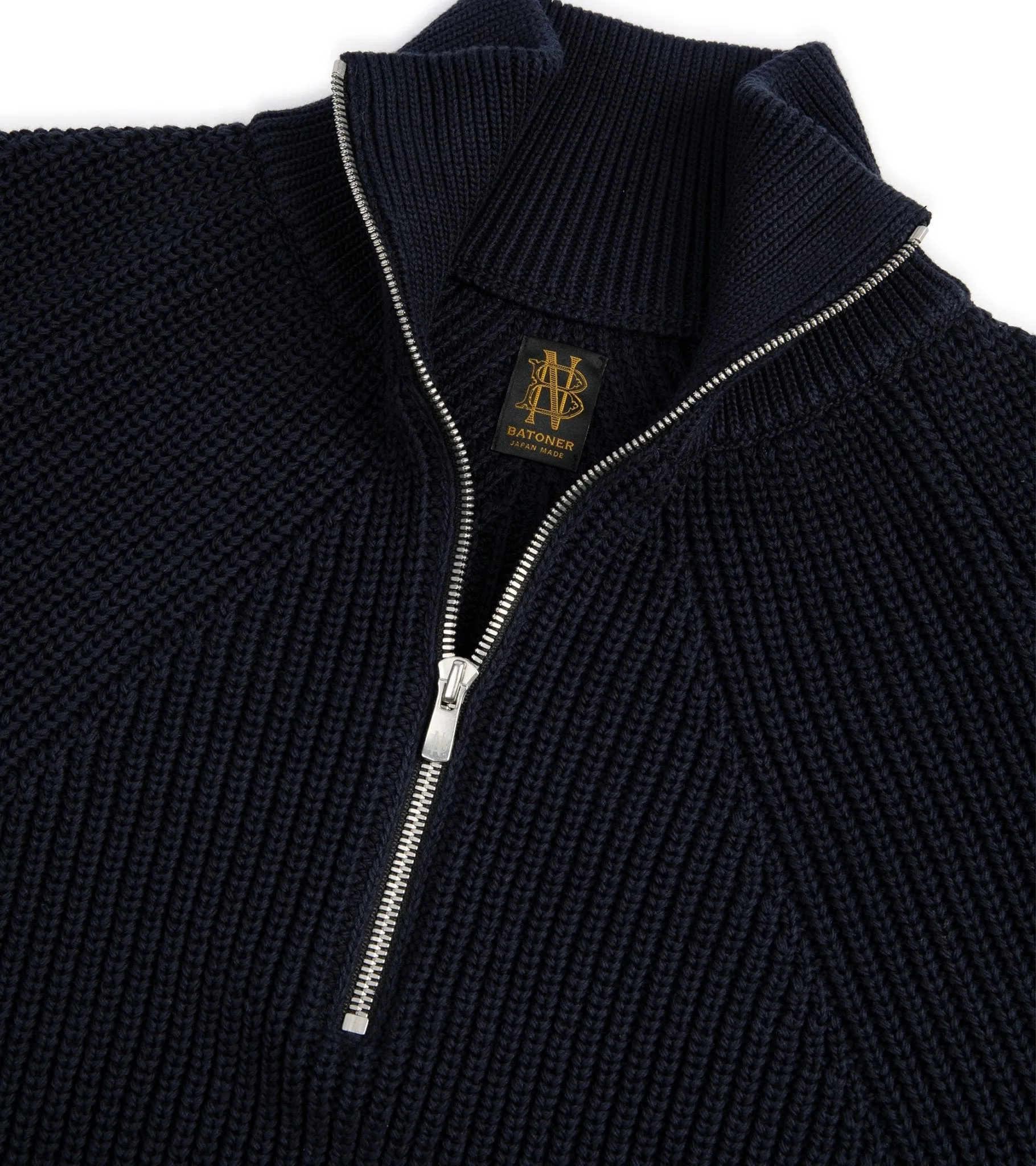 Batoner Signature Half-Zip Cotton Sweater: Dark Blue