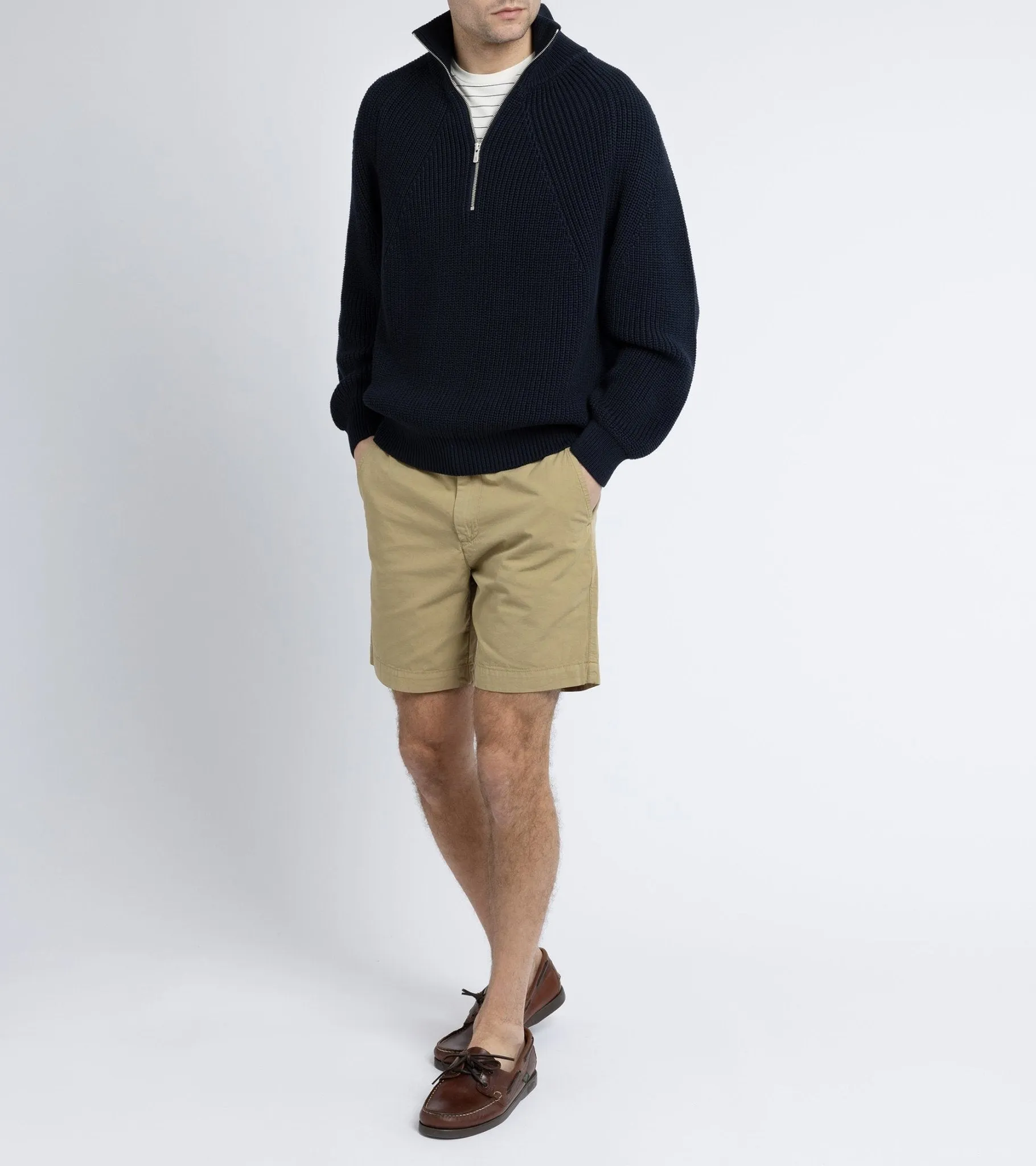 Batoner Signature Half-Zip Cotton Sweater: Dark Blue