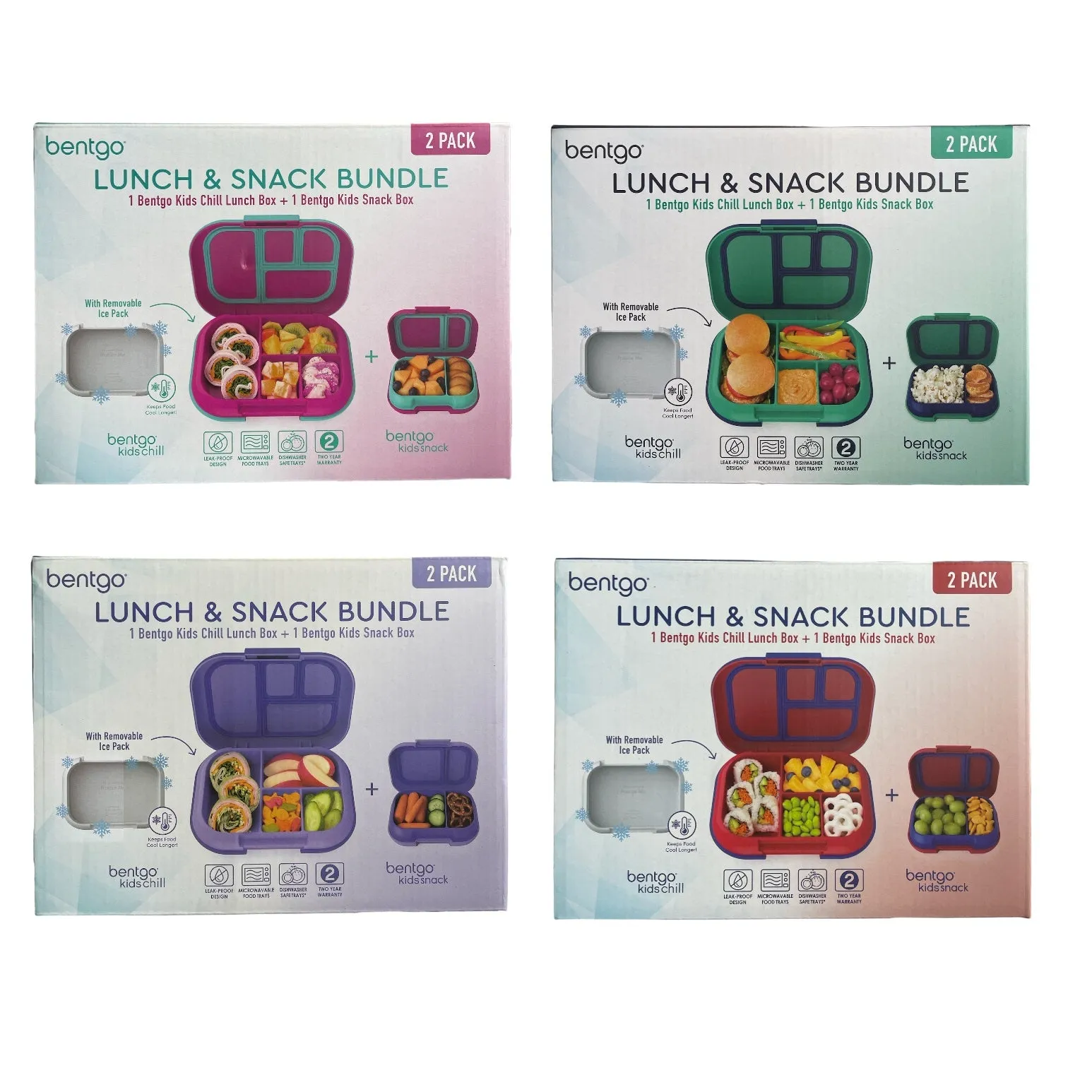 Bentgo Kids Chill Lunch Box & Bentgo Kids Snack Box, Removable Ice Pack