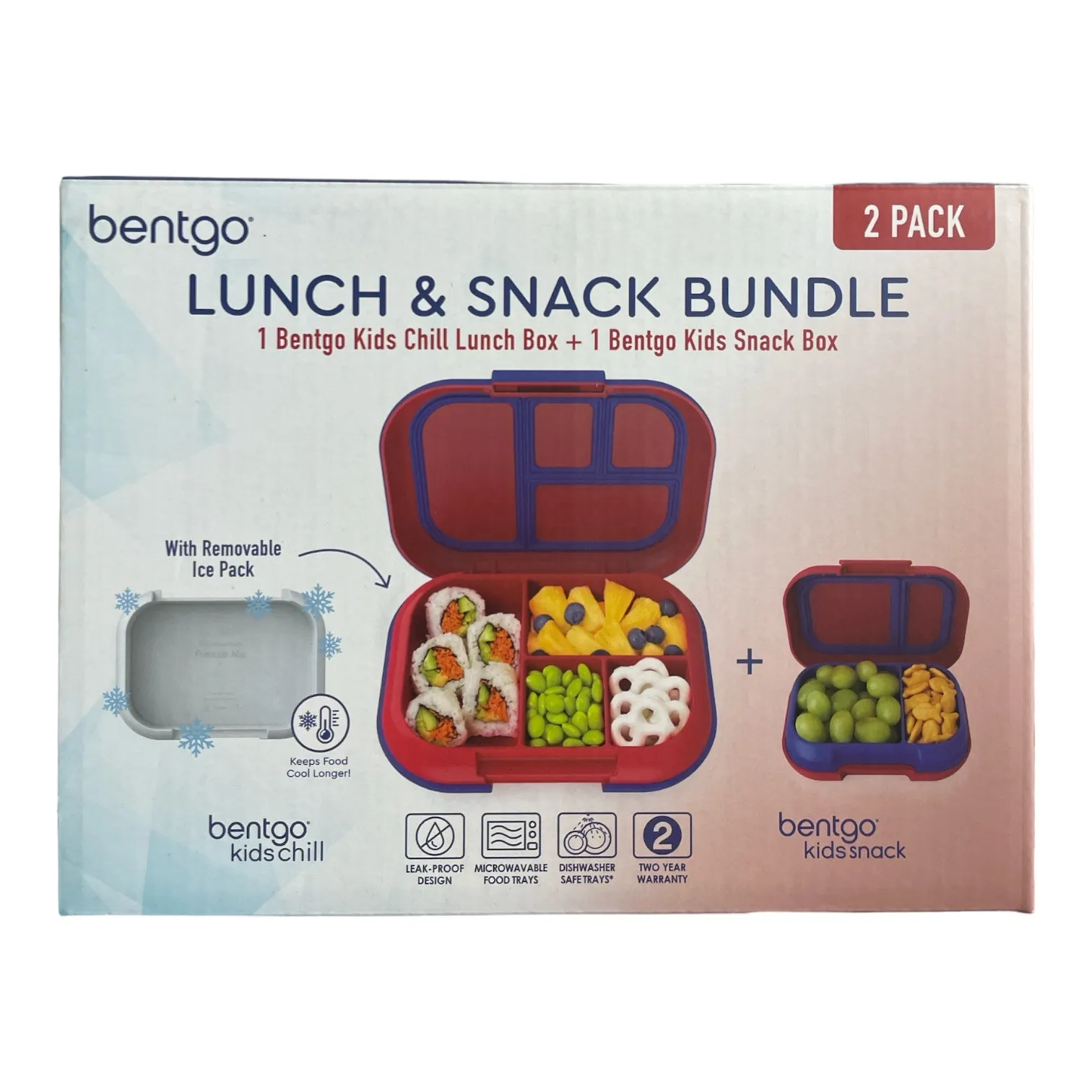 Bentgo Kids Chill Lunch Box & Bentgo Kids Snack Box, Removable Ice Pack