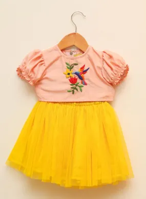 Bird Embroidered Top with Short Skirt