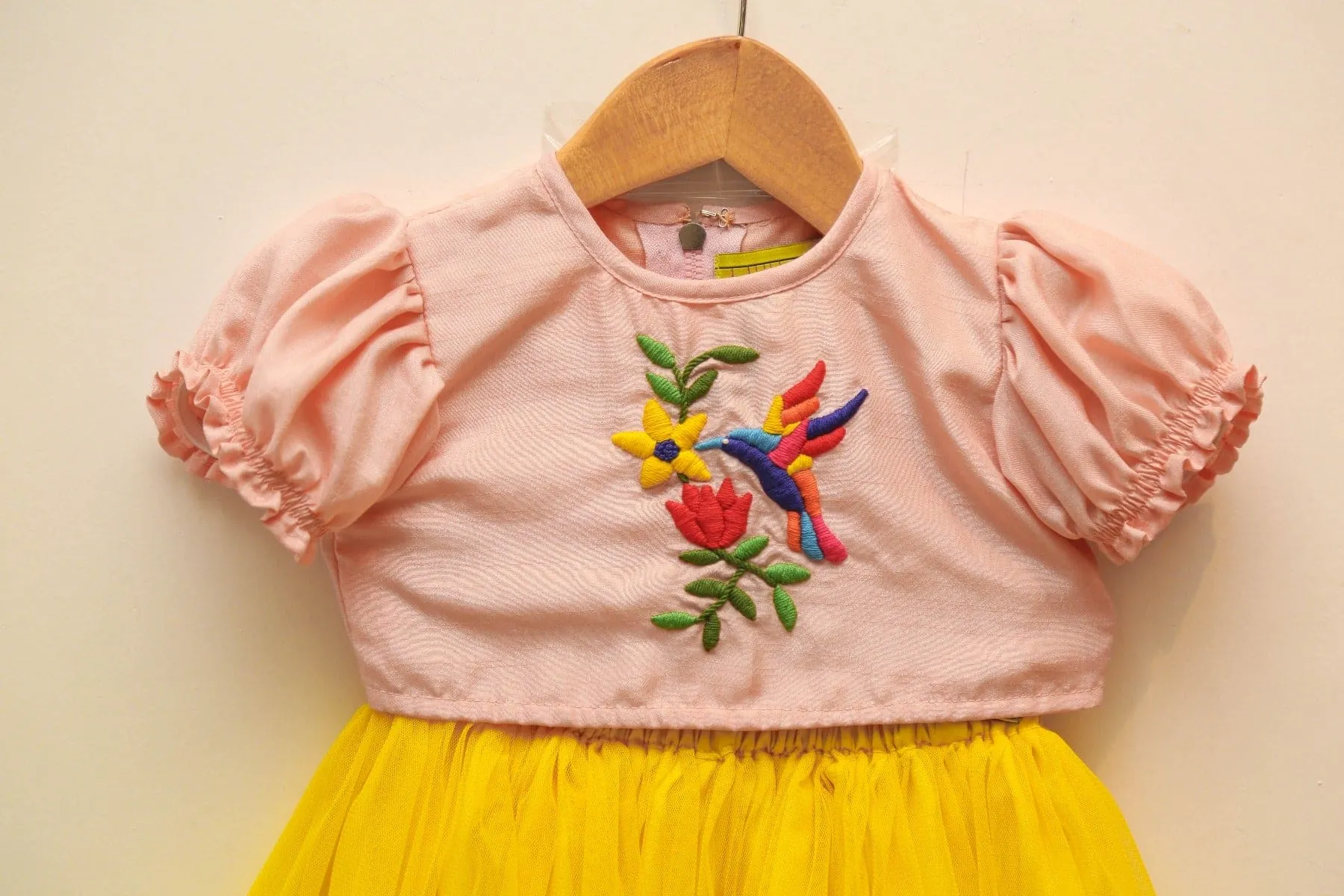 Bird Embroidered Top with Short Skirt