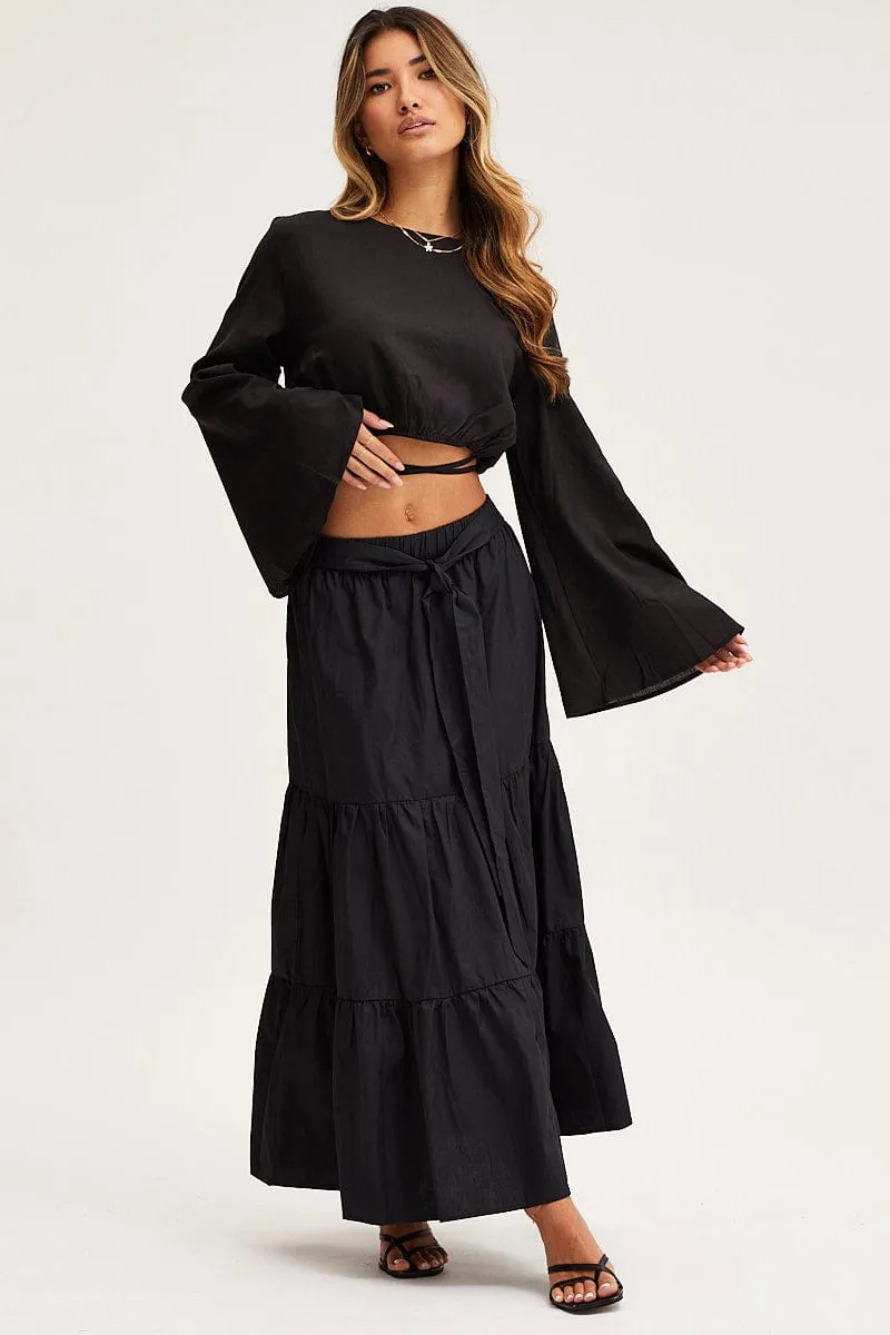 Black Crop Top Long Sleeve