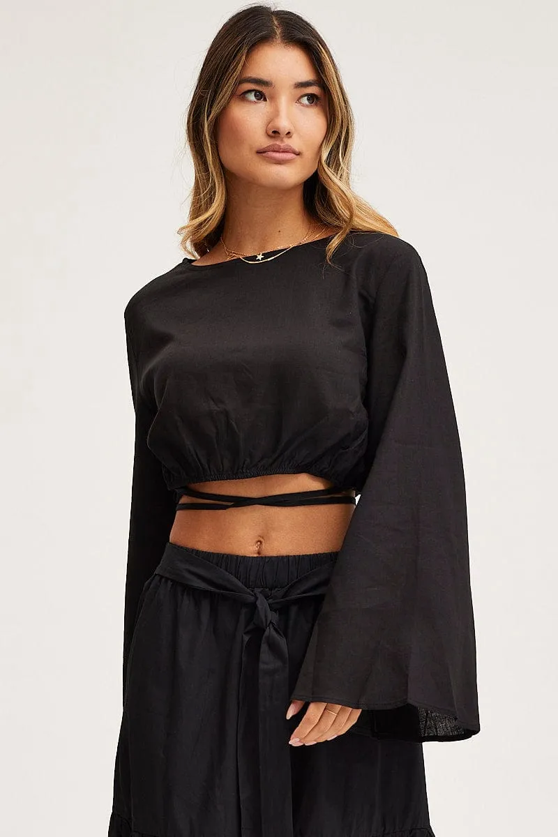 Black Crop Top Long Sleeve