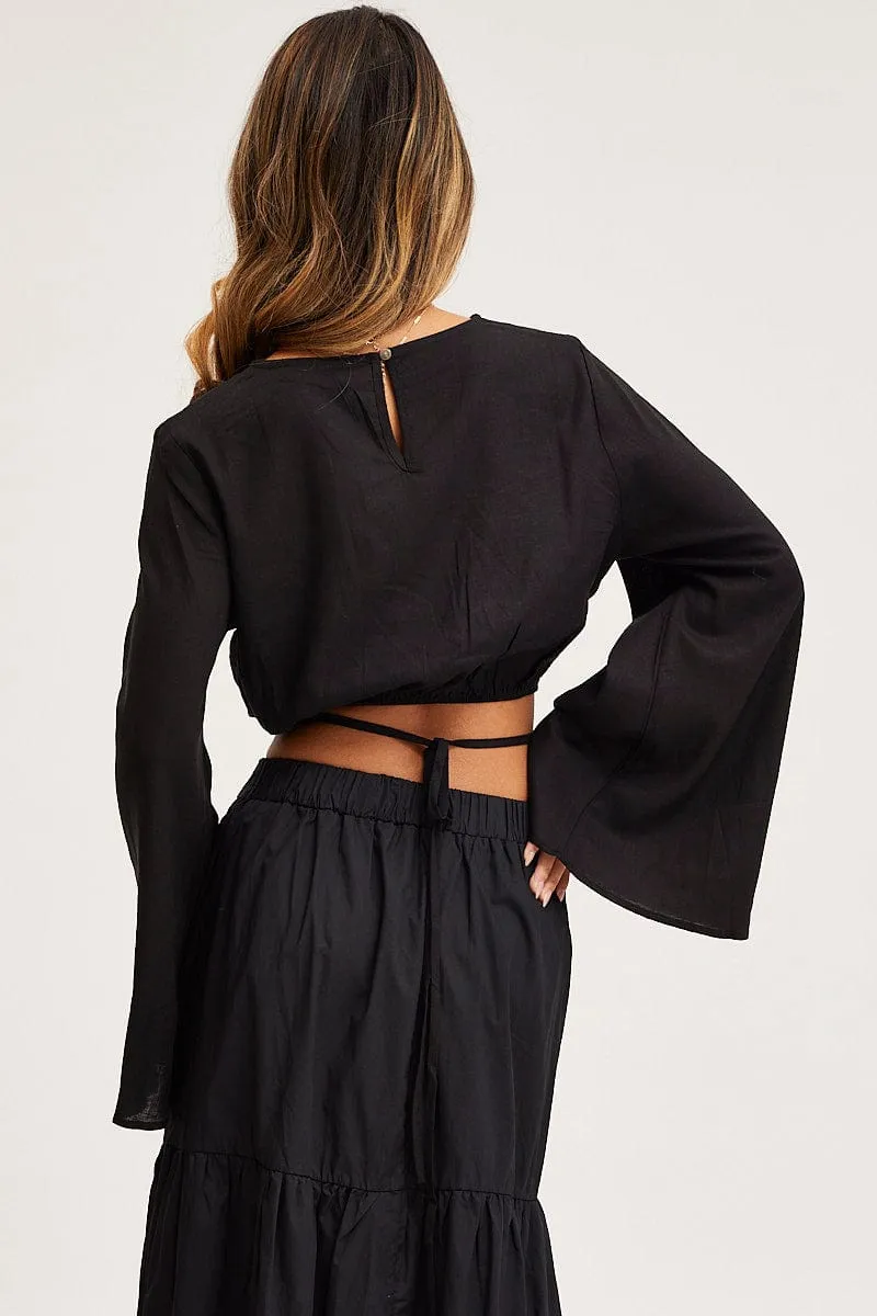 Black Crop Top Long Sleeve