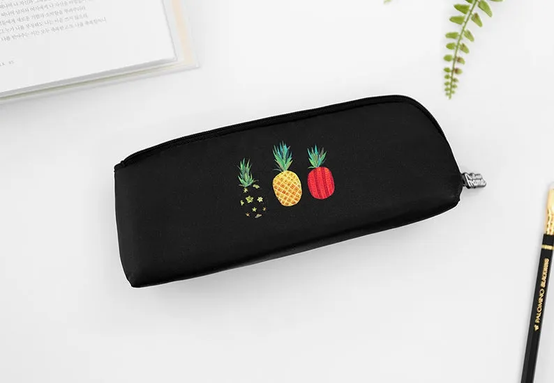 Black Pineapple Graphic Silicone Pencil Cases Stationery Zipper School 19cm Office organizers cosmetic pouch