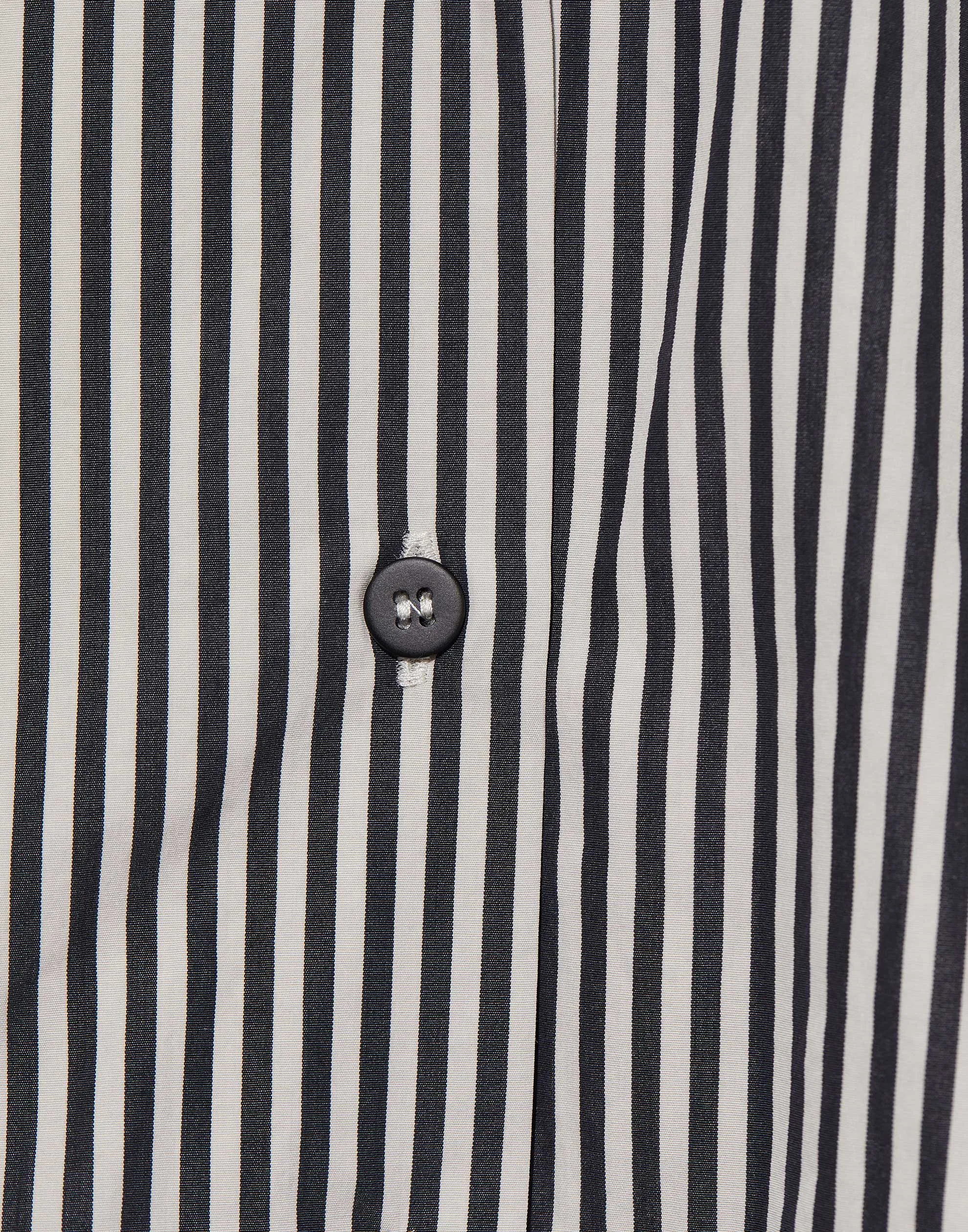 Black Stripe Cotton Short Overshirt