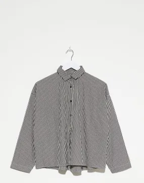 Black Stripe Cotton Short Overshirt