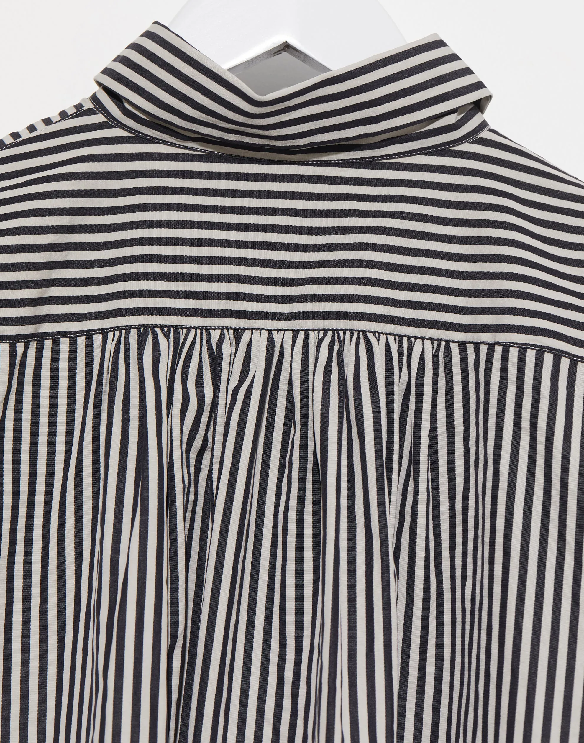 Black Stripe Cotton Short Overshirt