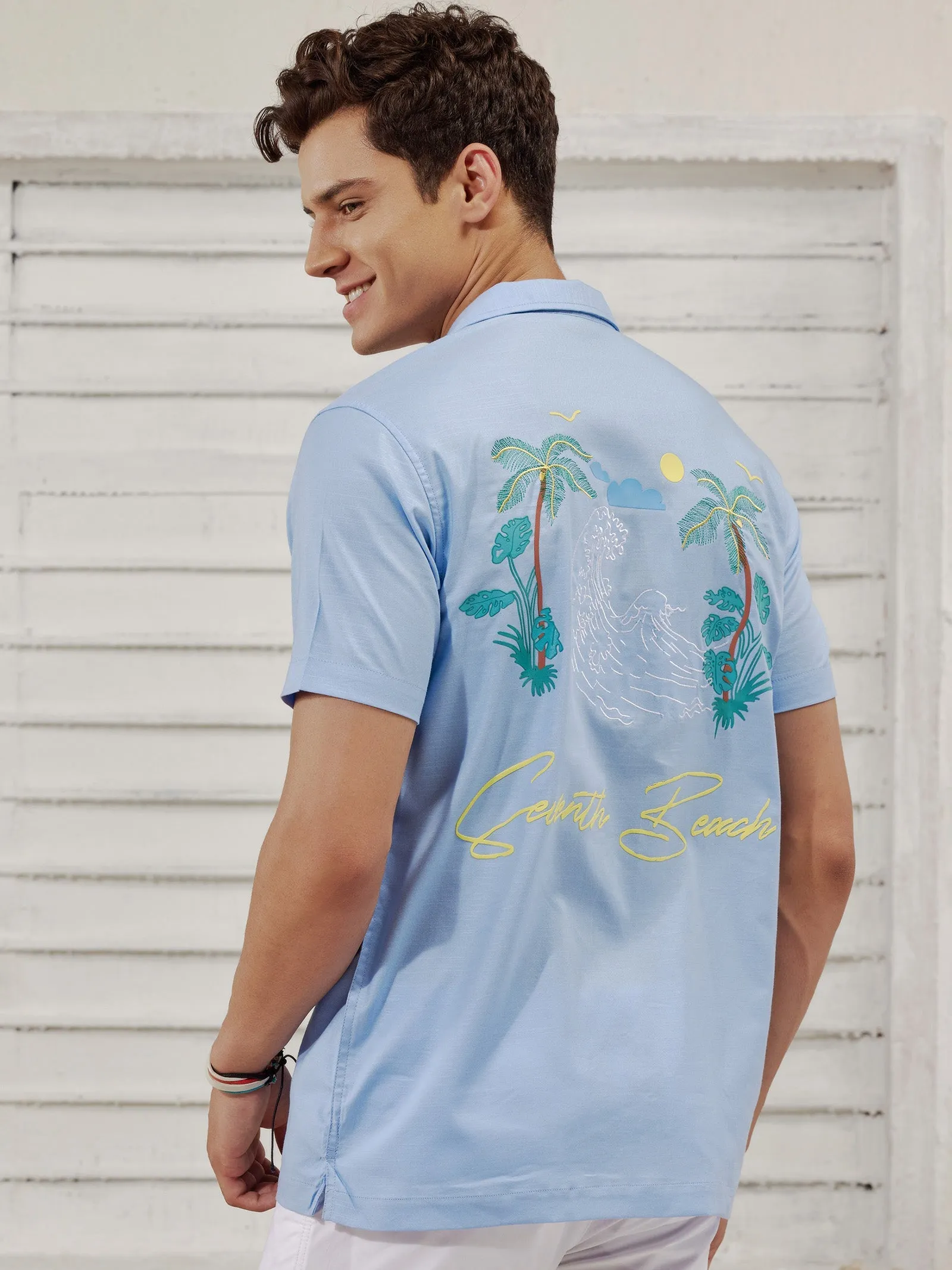 Blue Urban Embroidered Resort Shirt