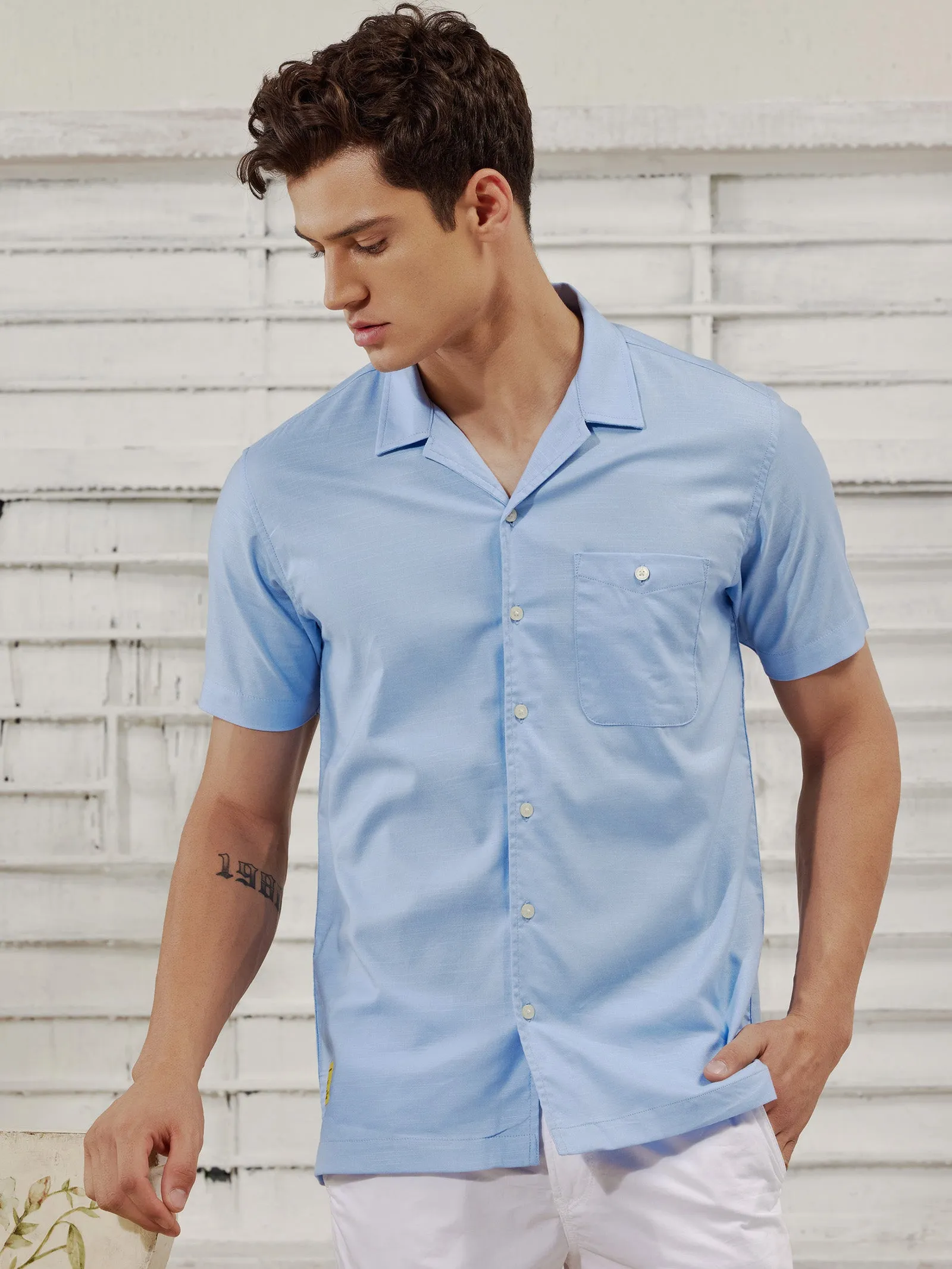 Blue Urban Embroidered Resort Shirt