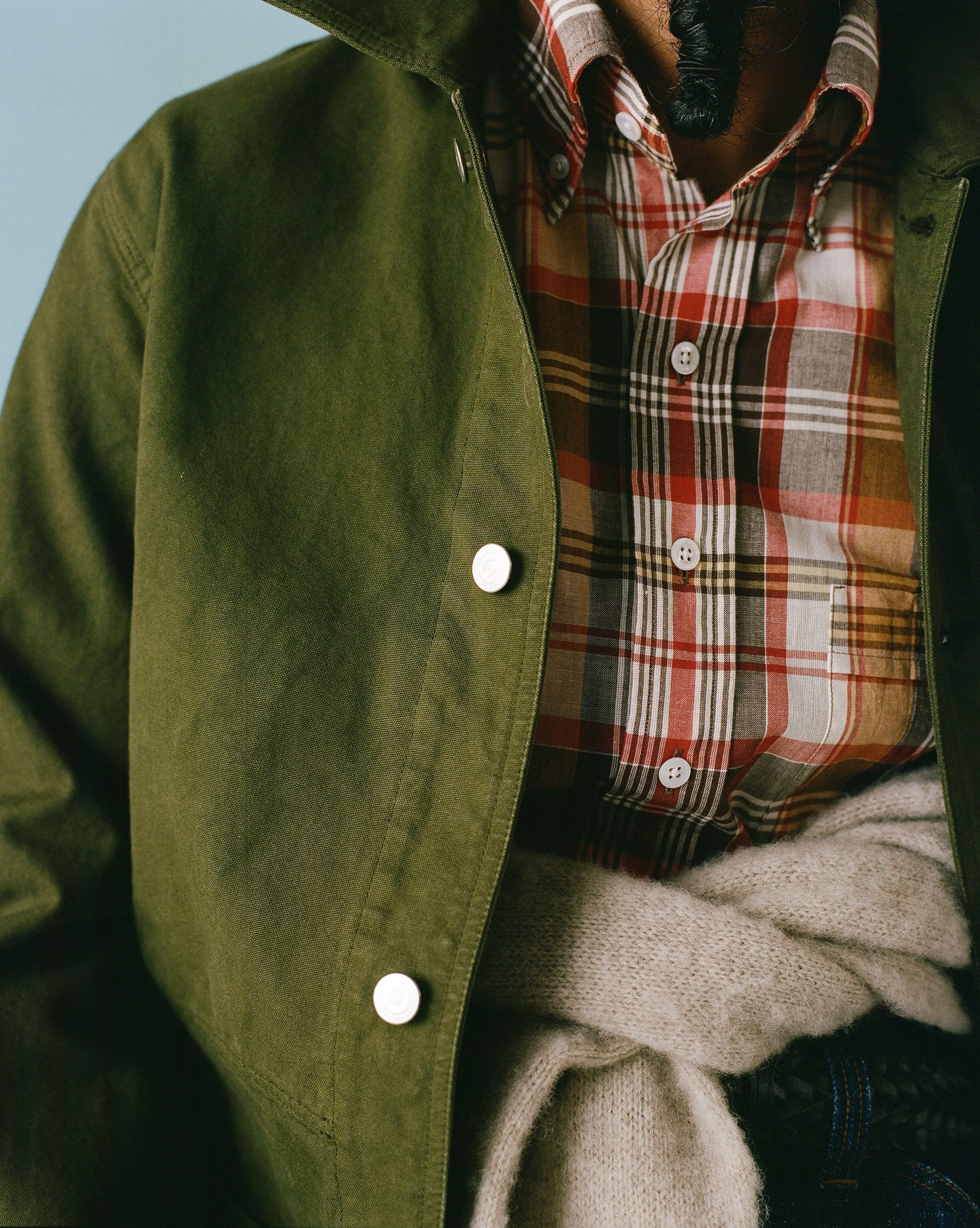 Brown and Red Madras Check Cotton Button-Down Shirt