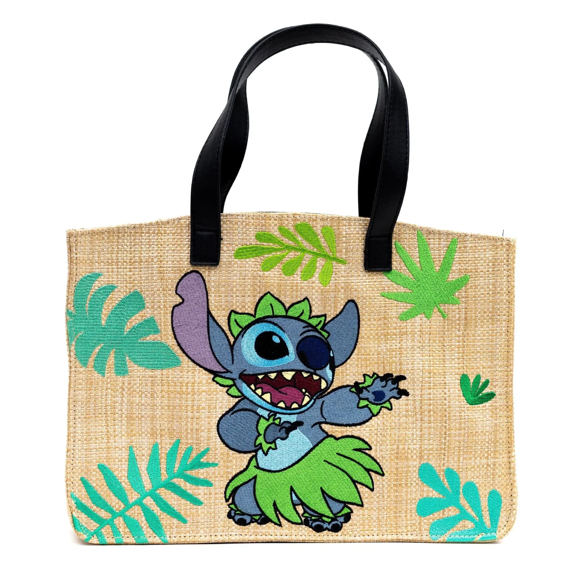 Buckle Down Lilo and Stitch Raffia Straw Embroidered Tote Bag