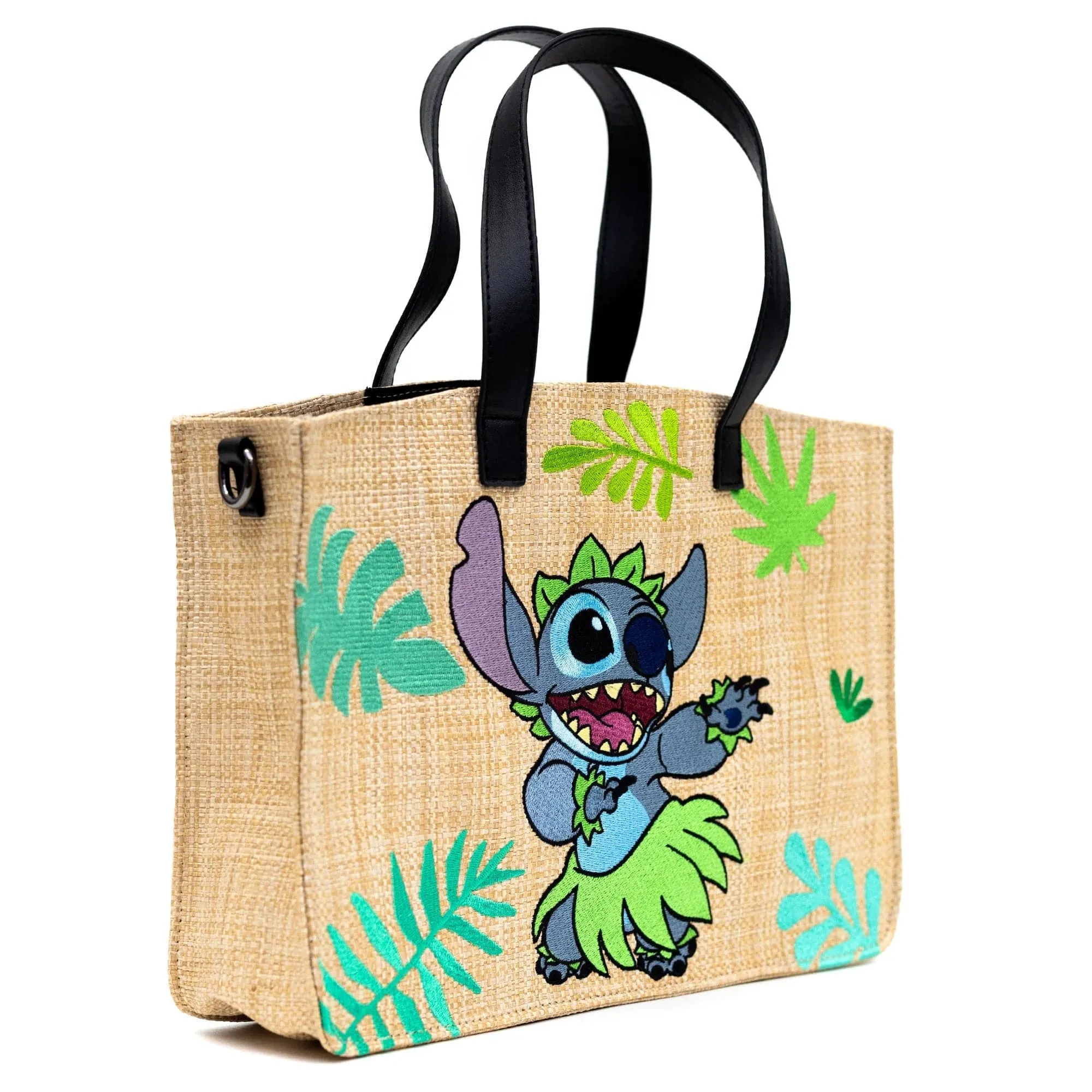 Buckle Down Lilo and Stitch Raffia Straw Embroidered Tote Bag