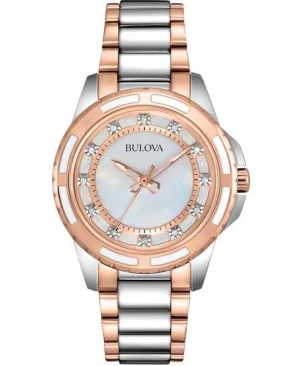 Bulova Diamond Ladies Watch - Mother-of-Pearl - Stainless and Rose Gold-Tone