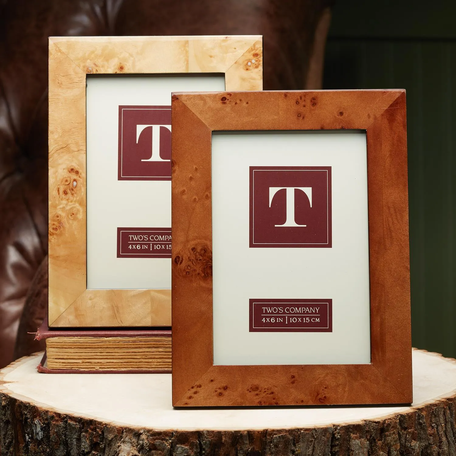 Burled Wood 4 x 6 Photo Frame - (Light Brown or Dark Brown)