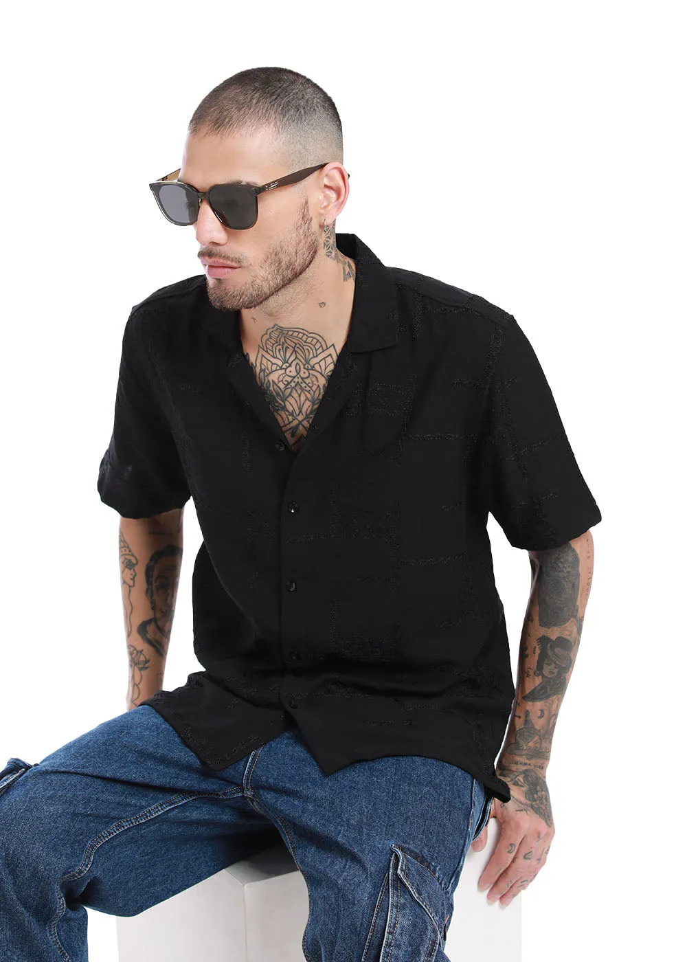 Carbon Black Embroidered Shirt