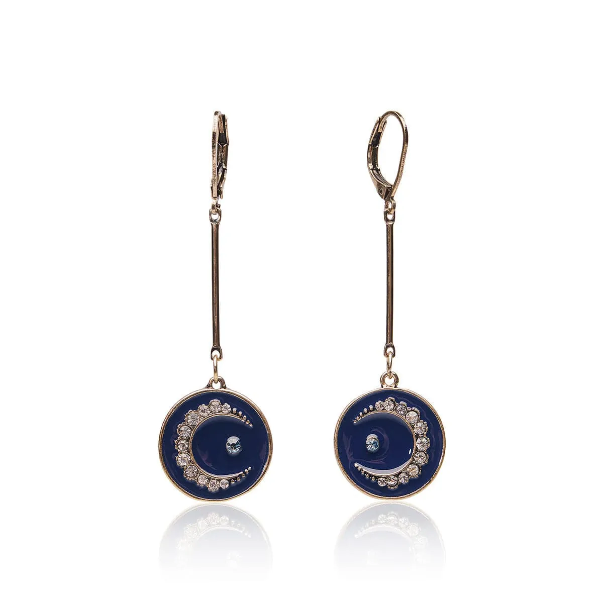 Celestial long drop Disc Earrings