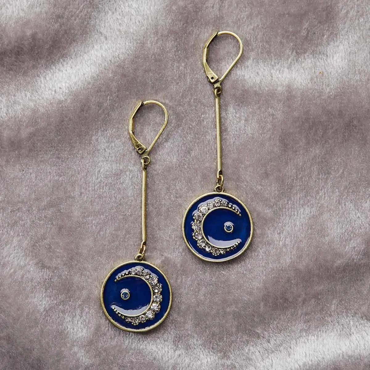 Celestial long drop Disc Earrings